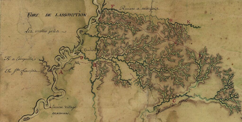 1743 map of Fort Assumption