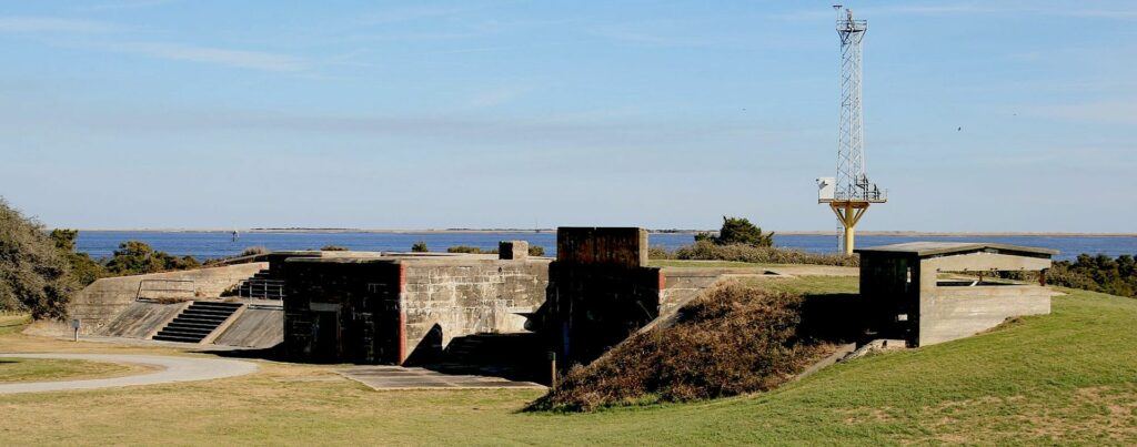 Fort Caswell Batteries near water in North Carolina