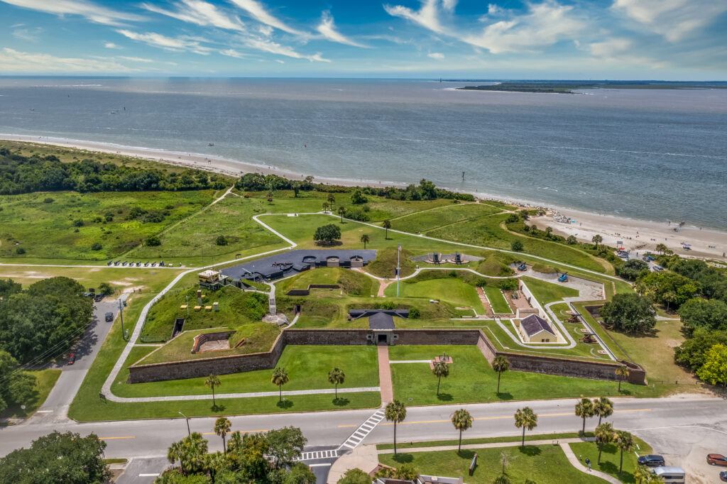 Aerial view of Fort Moultrie on Sullivan's island Charleston, SC