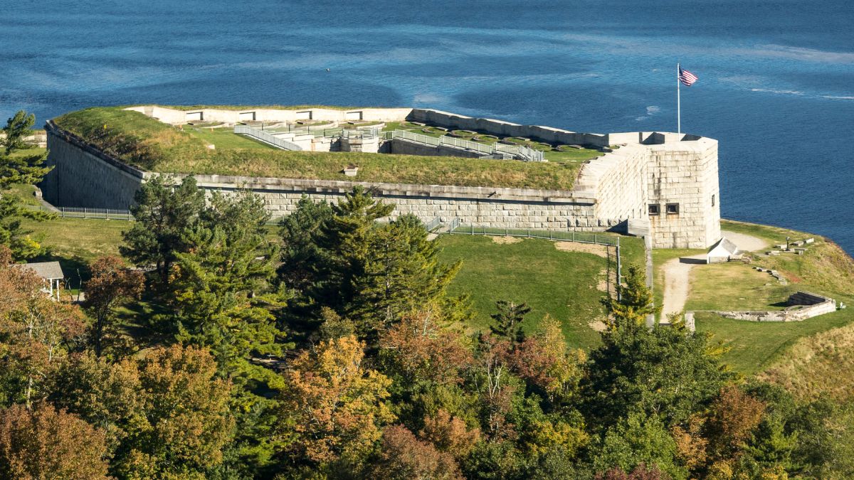Aerial view of Fort Knox in Maine