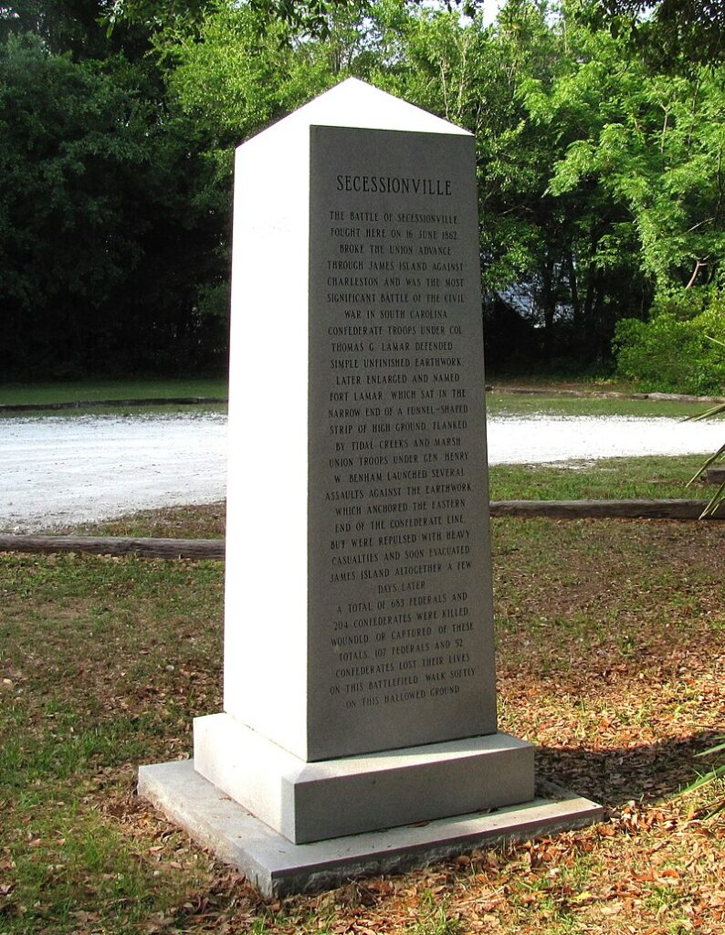 Fort Lamar Monument commemorating the 1862 battle of Secessionville