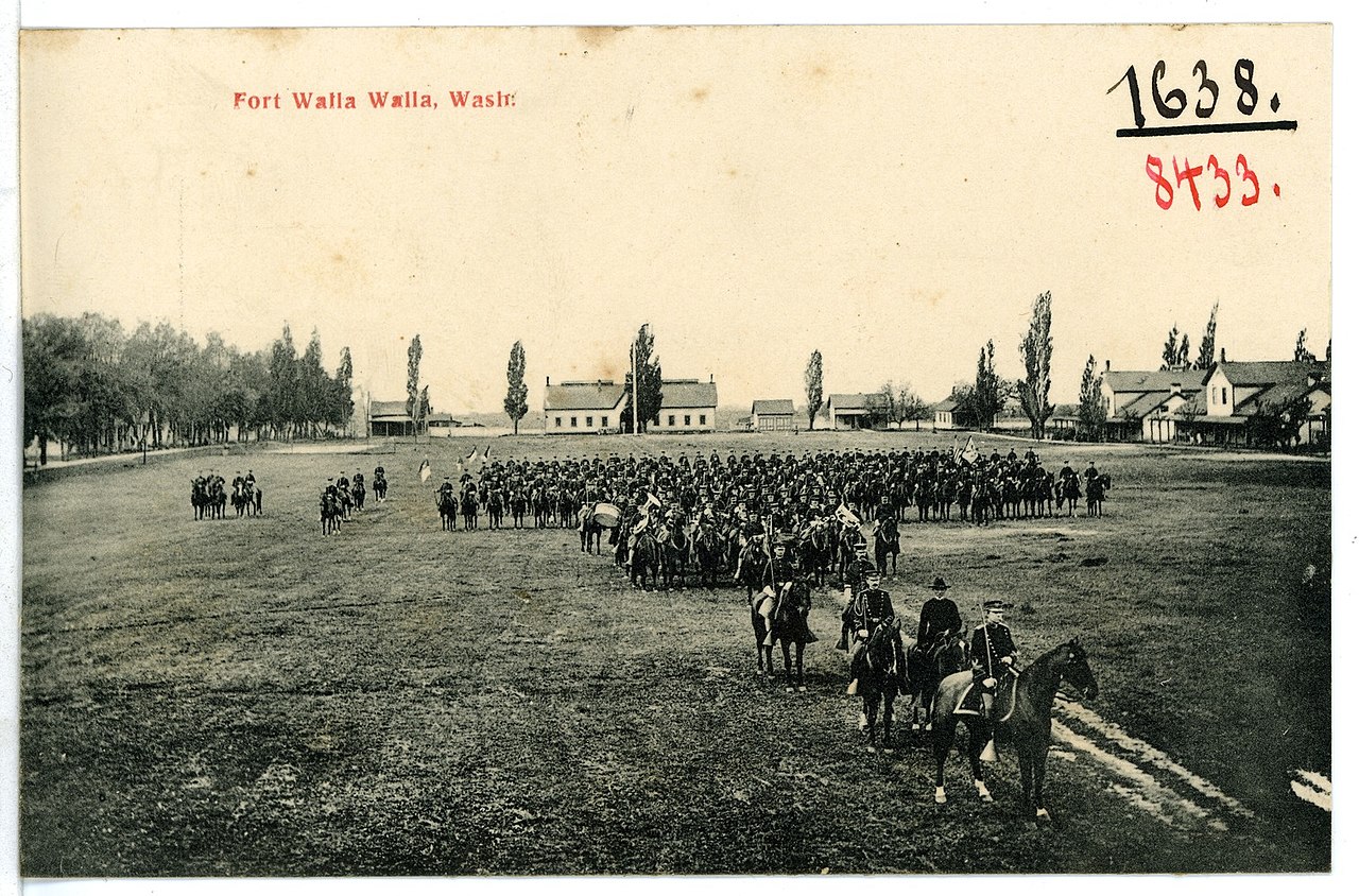 Soldiers parading on Horses at Fort Walla Walla 1906