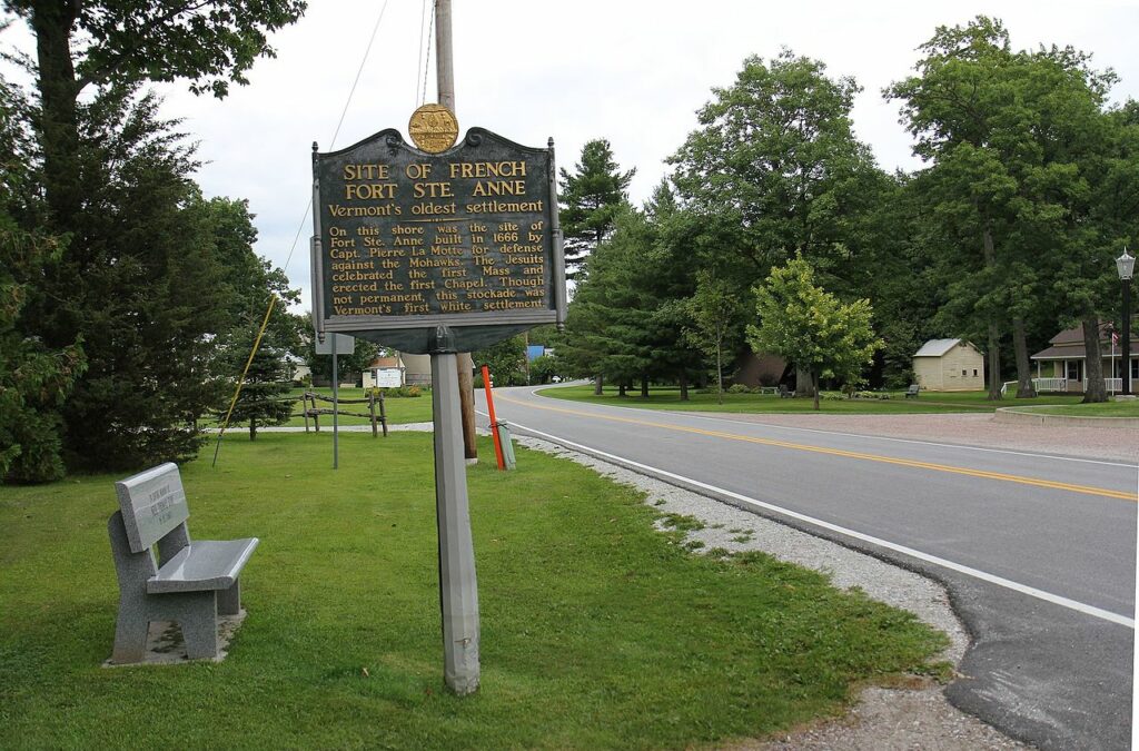 Historical Marker for Fort Sainte Anne in Vermont