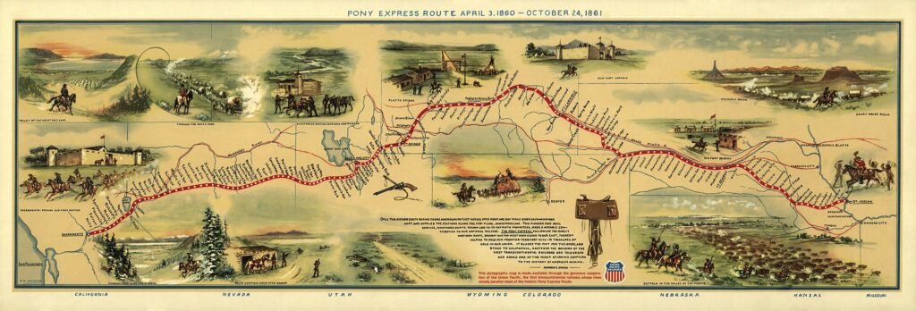 Pony Express Route Map 1860