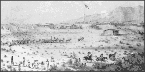 Sketch of Fort Mojave late 1800s