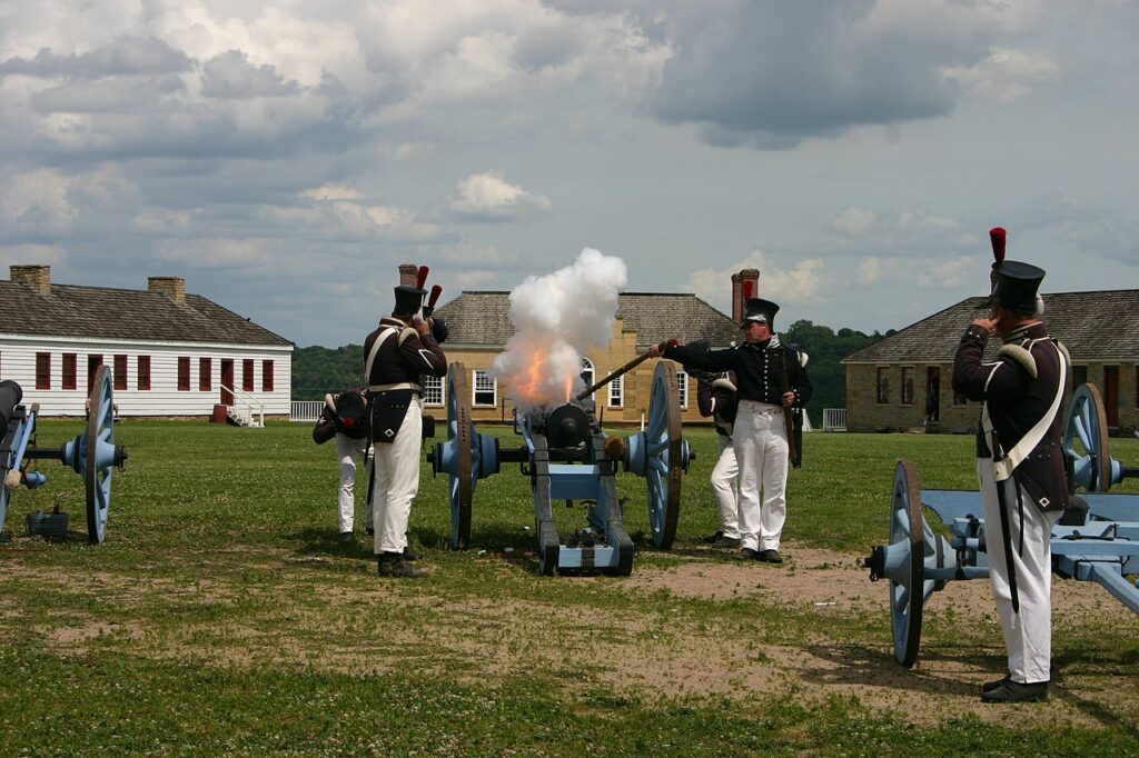 Firing Cannon at fort snelling