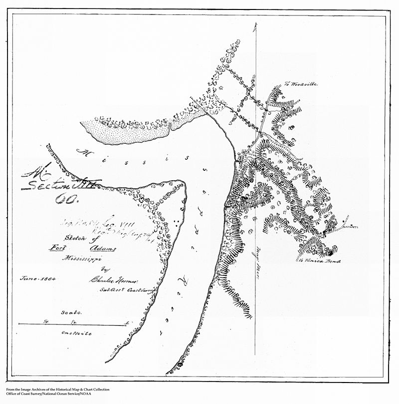 June 1864 Sketch Map of Fort Adams in Mississippi