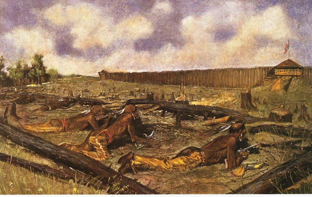 Depiction of the 1763 siege on Fort Detroit