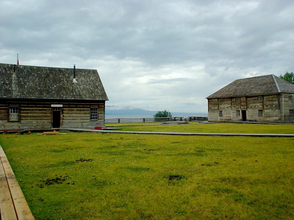 Two old buildings at Fort St. James National Historic Site