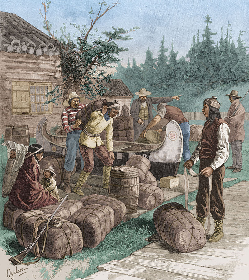 Painting of Trading at a HBC Trading Post