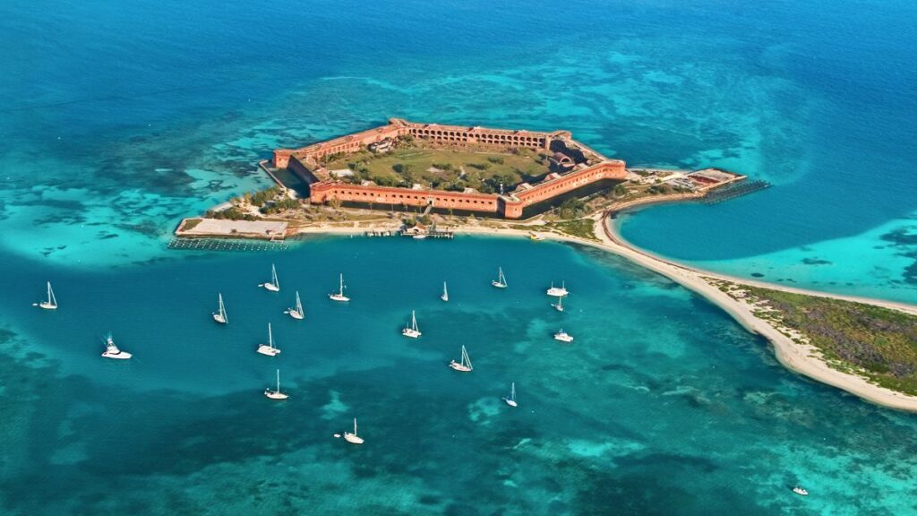Ariel view of Fort Jefferson at Dry Tortugas National Park