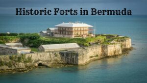 Aerial view of a fort in Bermuda