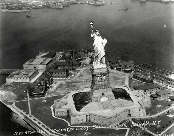 Aerial view of the Statue of Liberty 1927