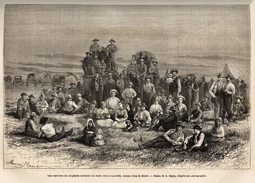 1874 Drawing of Mormon Pioneers