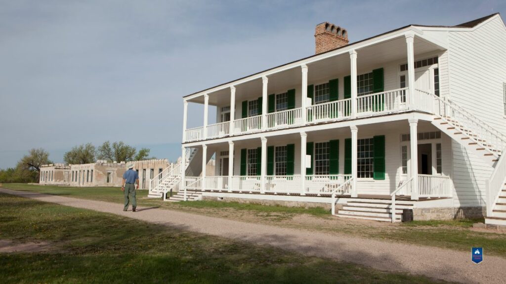 Visitor walks at Fort Laramie National Historic Site