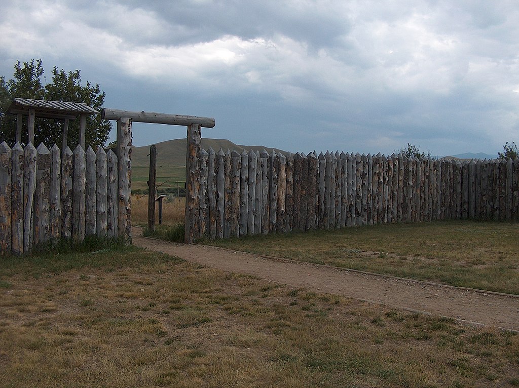Wooden fence at Fort Phil Kearny in Wyoming