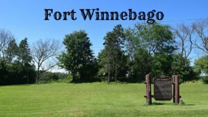 Historical marker at the site of Fort Winnebago in Wisconsin