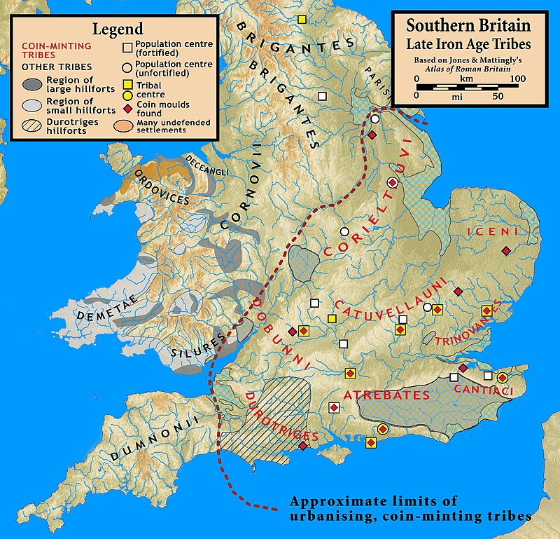 Map of South Britian Late Iron Age Fort locations