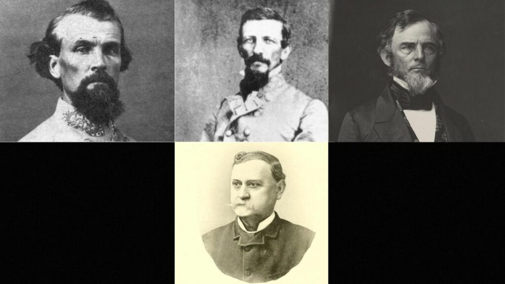 A collage of Confederate Leaders at Fort Wright in Tennessee