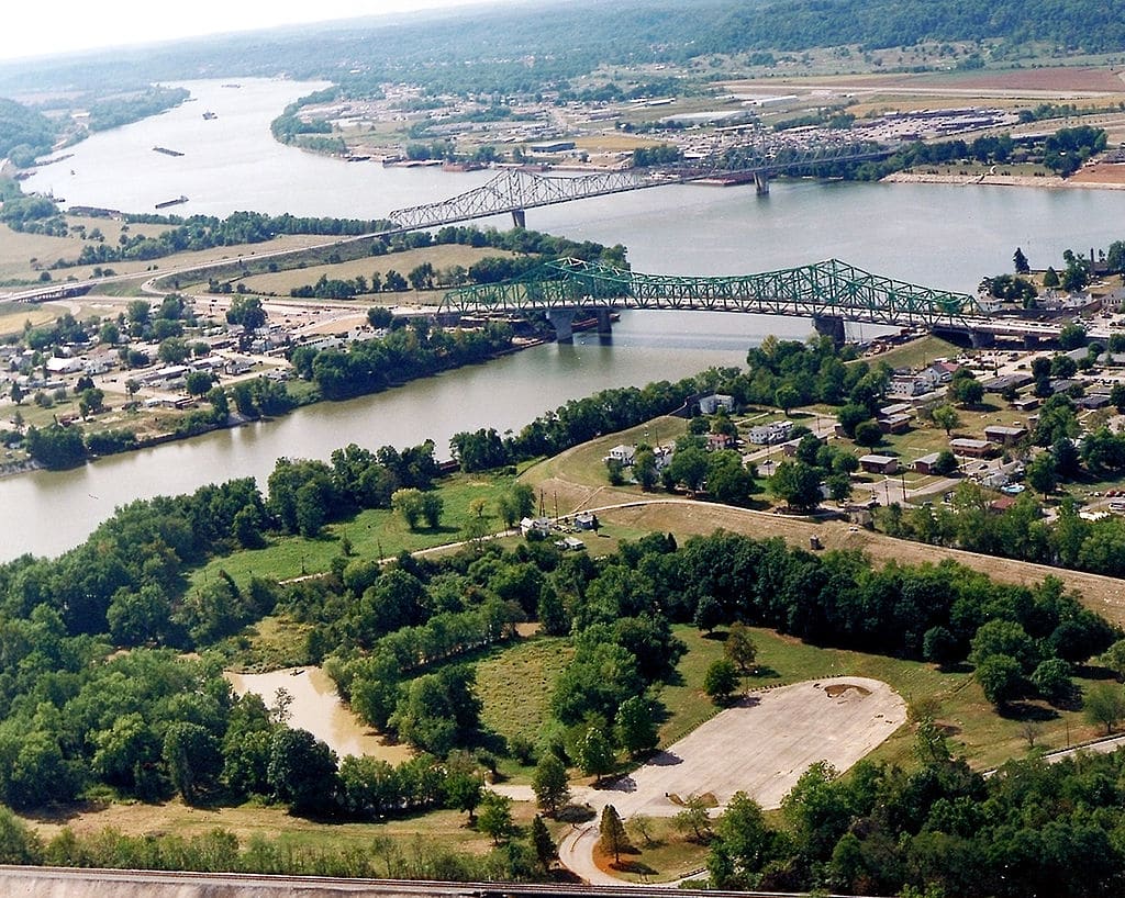 Confluence of the Kanawha and Ohio Rivers at Point Pleasant West Virginia