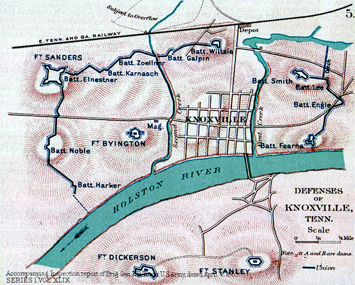 Map of Knoxville Defenses 1863