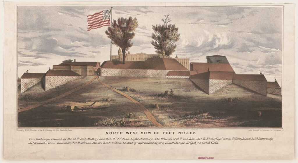 Drawing of Northwest View of Fort Negley