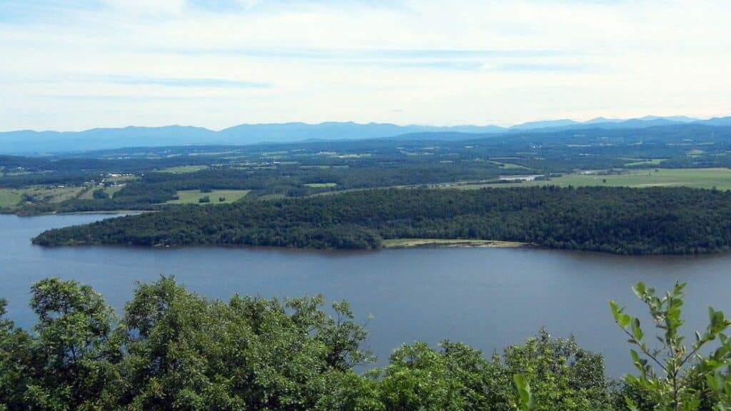 A view of Mount Independence, Orwell, Vermont, taken from Mount Defiance.