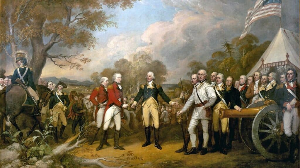 Painting of the surrender of the British General John Burgoyne at Saratoga