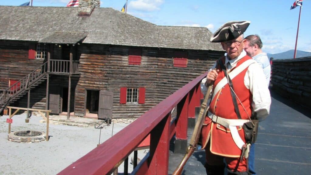 Man in period costume at Fort William Henry NY
