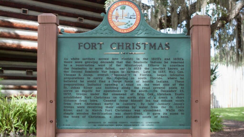 Plaque at Fort Christmas Historic Park